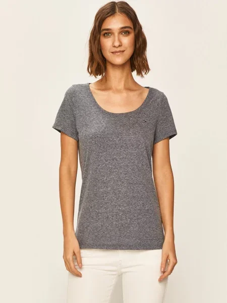 Tommy Jeans basic tričko s bavlnou šedé