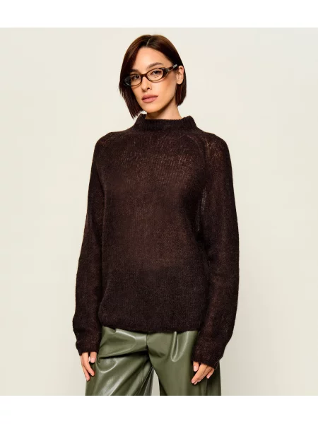 Pulover Boss Black de lână cu guler înalt negru