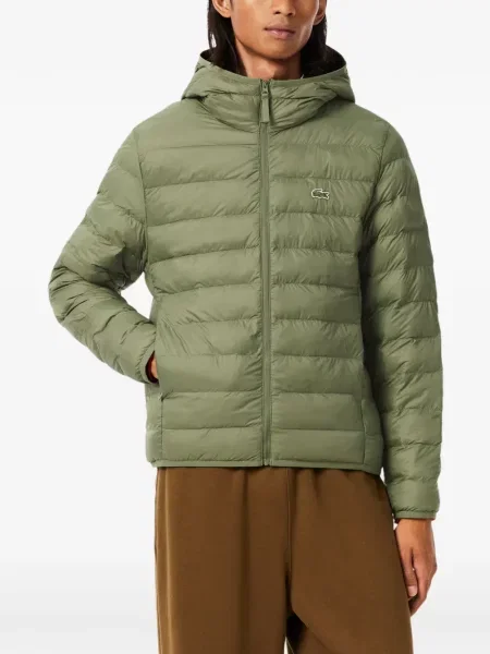 Geacă cu puf Lacoste cu glugă verde