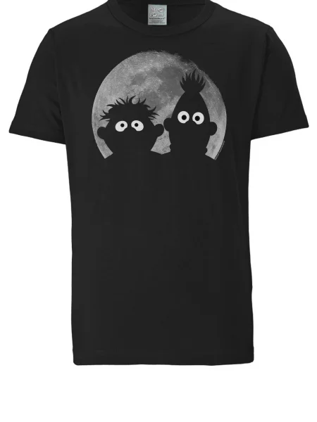 LOGOSHIRT Tricou Sesamstraße Ernie & Bert gri negru