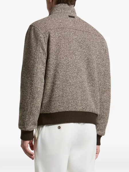 Geacă bomber Peserico cu model herringbone maro