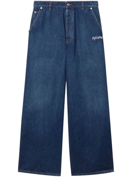Siuvinėtos džinsai Off-white balta