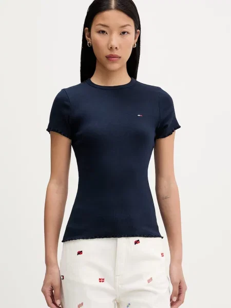 Tommy Jeans T-shirt γυναικείο με ελαστάν μπλε