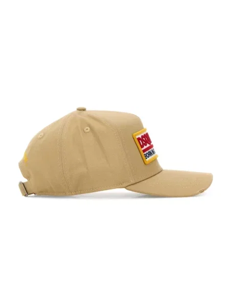 Czapka z daszkiem Dsquared2 z logo beżowa