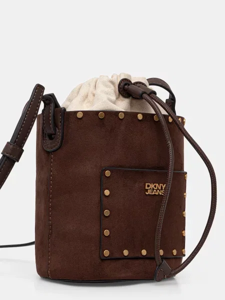 DKNY torbica vreča iz imitacije semiša PAYTON rjava