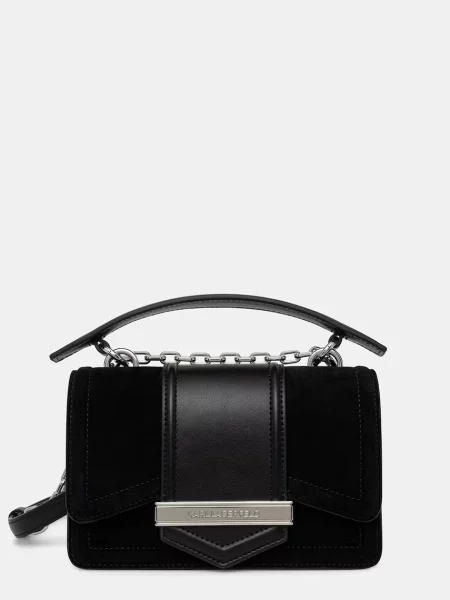 Karl Lagerfeld geantă crossbody pentru femei din piele întoarsă K/NOVA negru