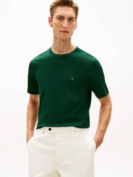 TOMMY HILFIGER Póló ESS SEASONAL sötétzöld