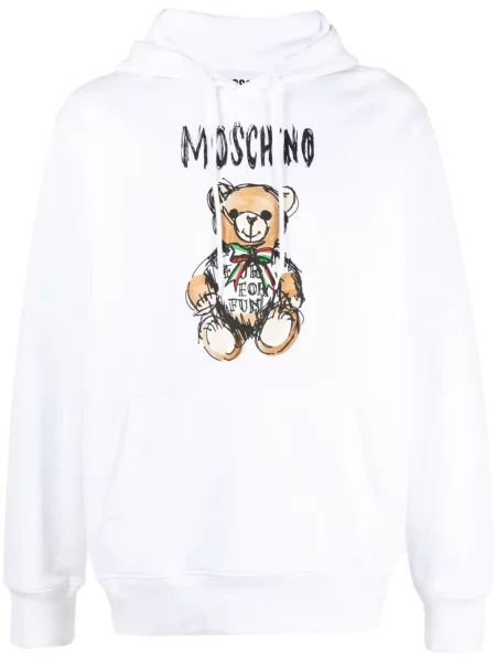Плюшено мече суичър с качулка Moschino бяло