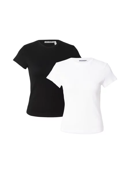 WEEKDAY Tricou Carla negru alb