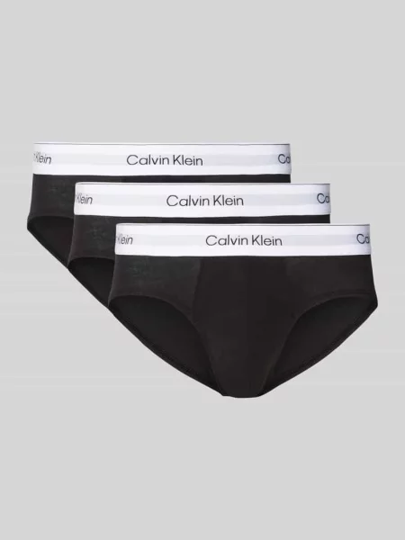 Slipy z elastycznym pasem z logo w zestawie 3 szt. Calvin Klein Underwear czarne