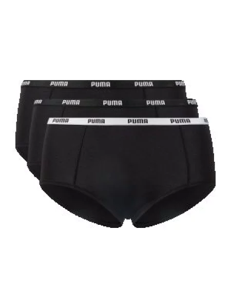 Majtki z dodatkiem streczu w zestawie 3 szt. Puma czarne