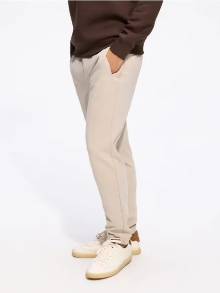 Reserved Pantaloni slim din mercerizat bej