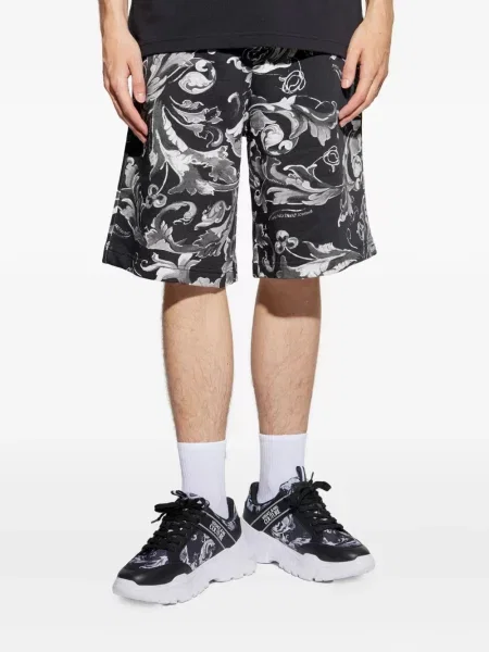 Džínové šortky Versace Jeans Couture s potiskem černé
