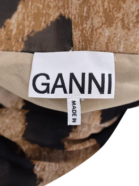 Raštuotas midi sijonas Ganni leopardinis iki kelių ruda