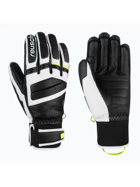 Скиорски ръкавици Reusch Master Pro black/white/safety yellow бяло