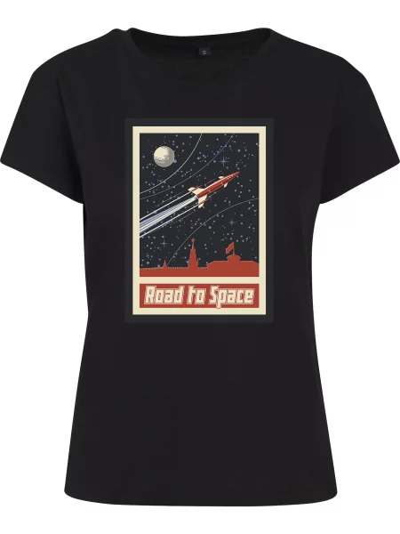 Merchcode Tričko Road To Space béžová / rezavě červená černá