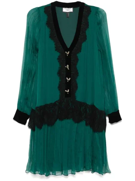 Jedwabna mała sukienka mini Nissa garniturowa zielona