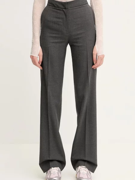 Marine Serre pantaloni din lână Regenerated Tailoring Wide Leg drept high waist gri