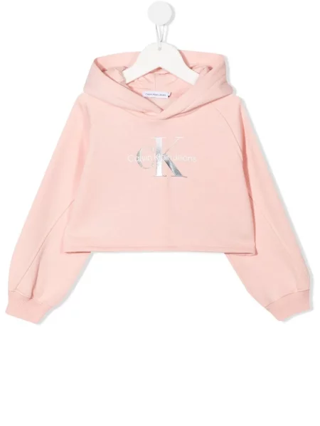Bluza z kapturem dziecięca Calvin Klein różowa