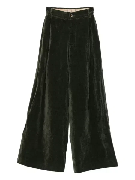 Pantaloni Uma Wang de catifea plisate verde