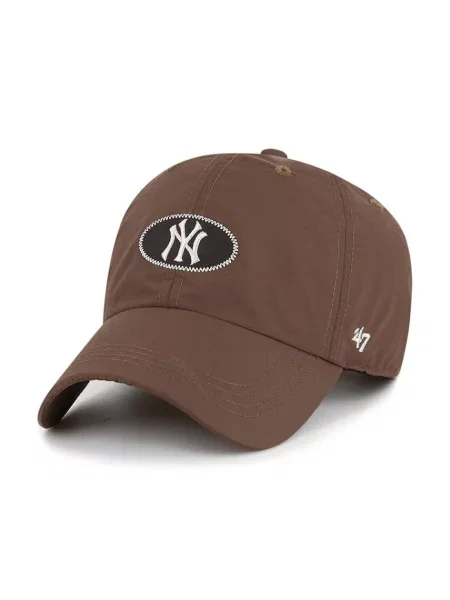 Шапка с козирка 47 brand MLB New York Yankees с апликация кафяво