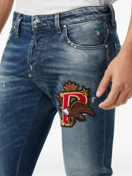Blugi Philipp Plein zdrențuiți albastru