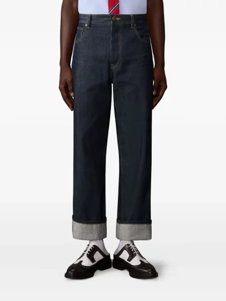 Pantaloni Thom Browne cu 5 buzunare albastru