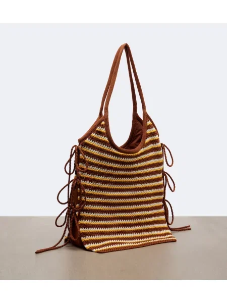 Geantă shopper Miu Miu cu dungi maro