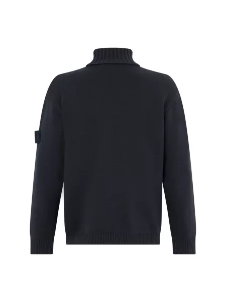 Sweter z golfem Stone Island z kamieniami niebieski