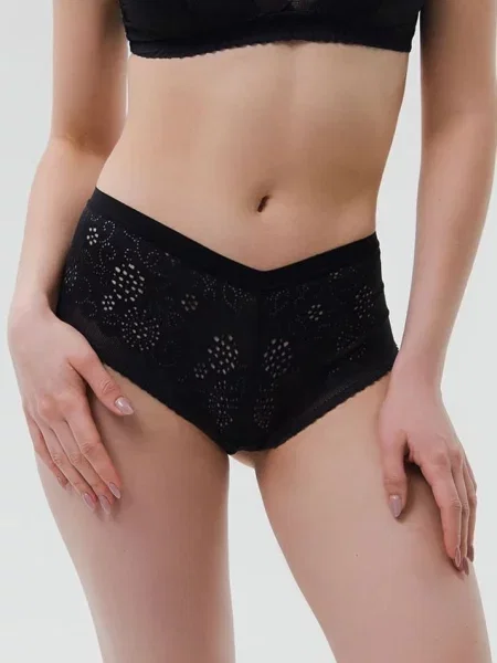 Кружевные трусики хипстеры чорні