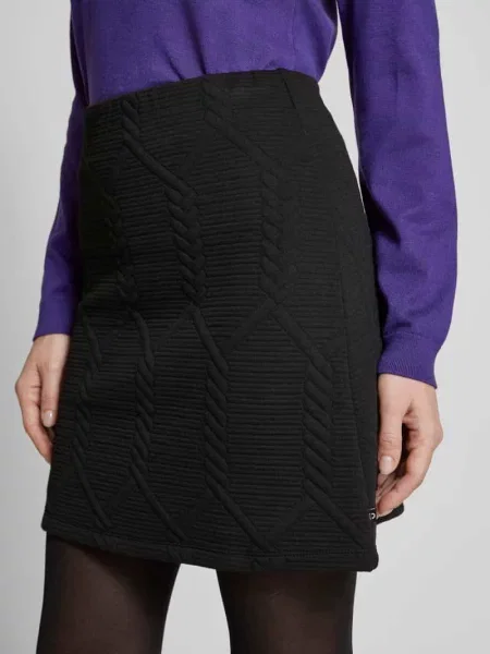 Spódnica mini o linii A z ząbkowanym wzorem Tom Tailor Denim czarna