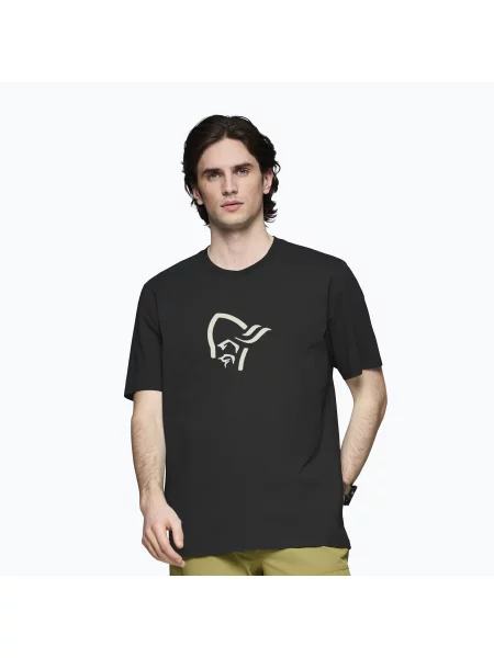 Tricou pentru bărbați NORRONA Cotton Viking caviar black/snowdrop negru