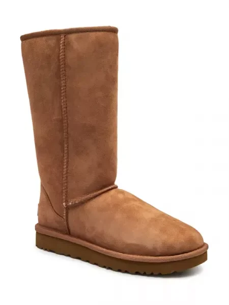 UGG Bőr hótaposó CLASSIC TALL II gyapjú hozzáadásával barna