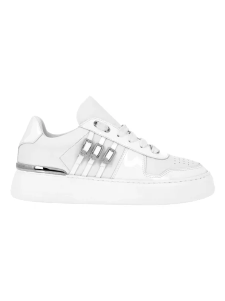 Philipp Plein Obuwie Kobieta 39 EU Skóra Sneakersy Low Top Belts Skull biały