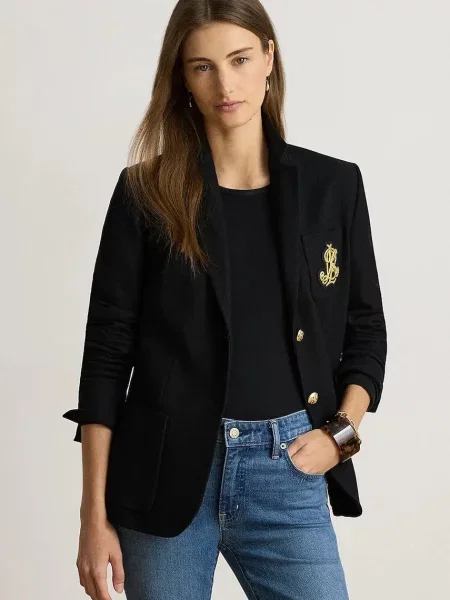 Lauren Ralph Lauren sacou cu un singur rând de pentru femei din cu negru