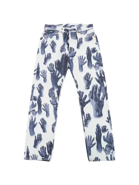 Džíny Denim Tears s potiskem bílé