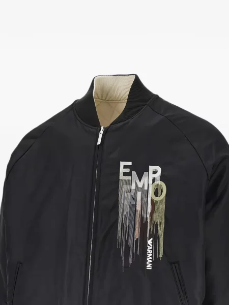 Дълго яке тип бомбър Emporio Armani с автограф черно