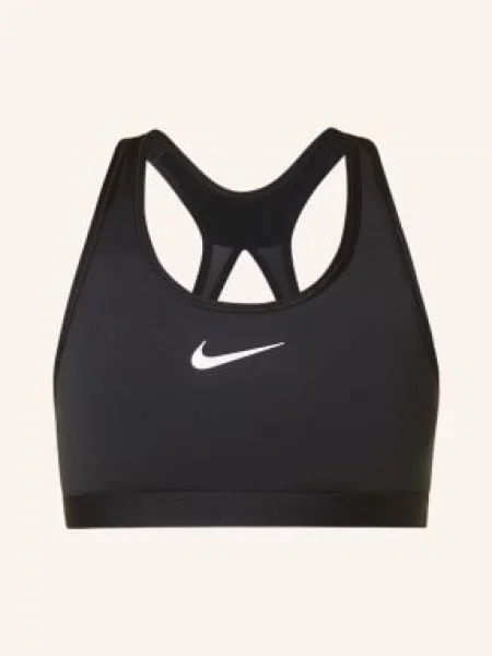 Nike Sportovní Podprsenka Swoosh S Síťovinou black/iron grey/white bílá