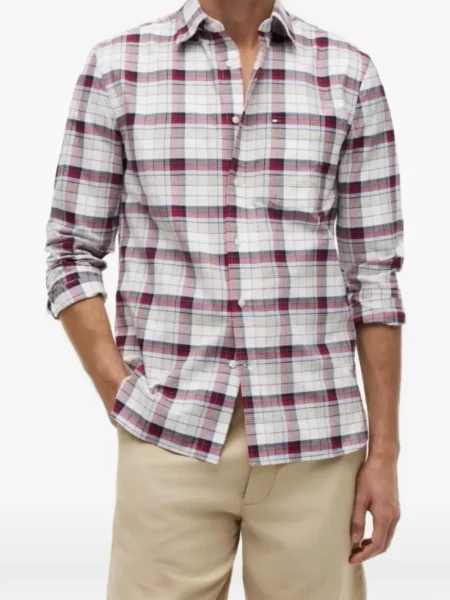 Kockás ing Tommy Hilfiger nyomtatás fehér