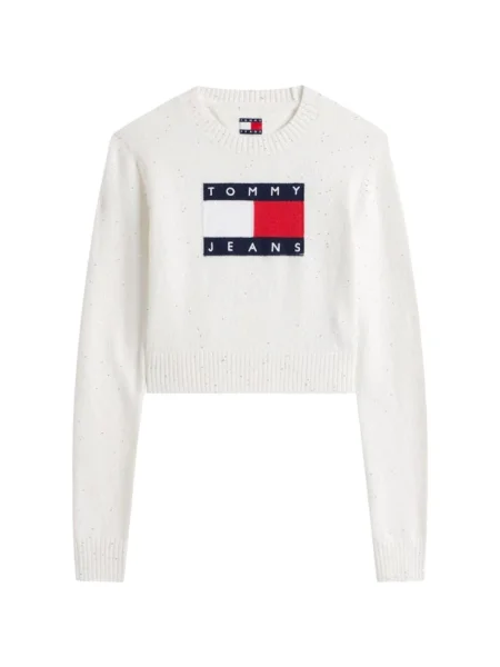 Tommy Jeans Sveter námornícka modrá / červená / biela béžová