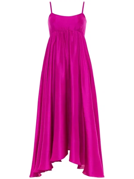 Rochie midi Azeeza de mătase până la genunchi de costum roz