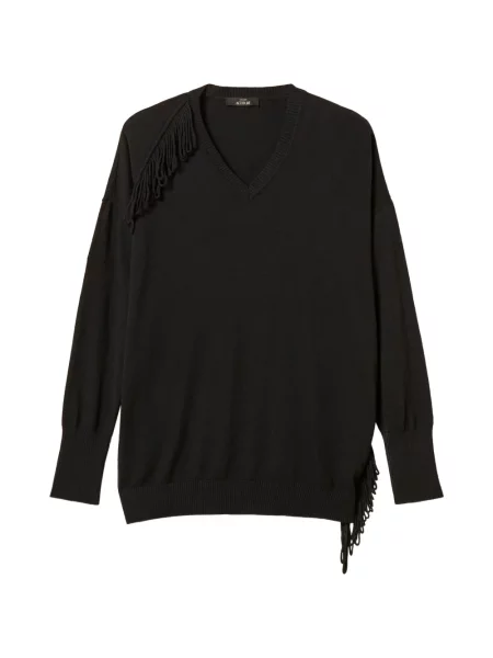 Pulover Twinset cu franjuri negru