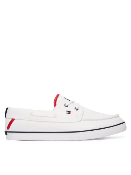 Sneakerși Tommy Hilfiger din canvas alb