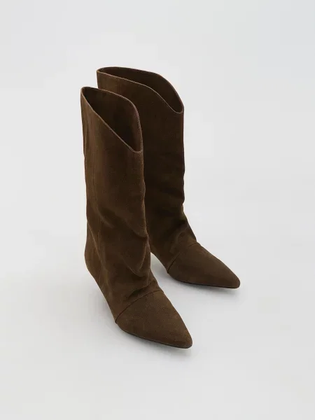 Замшевые сапоги Reserved коричневые