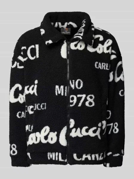 Kurtka teddy o kroju oversized z zamkiem błyskawicznym Carlo Colucci czarna