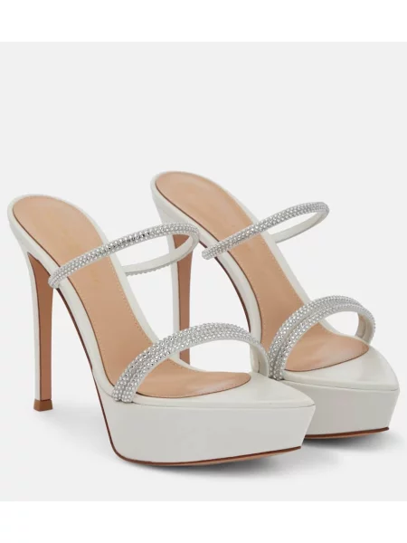 Sandale Gianvito Rossi din piele cu platformă de cristal alb