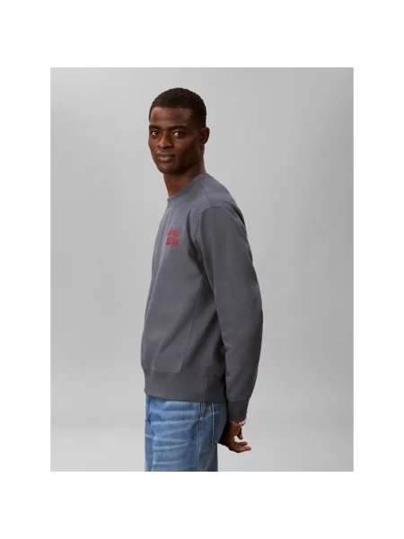 Calvin Klein Jeans Mikina modrosivá / červená sivá