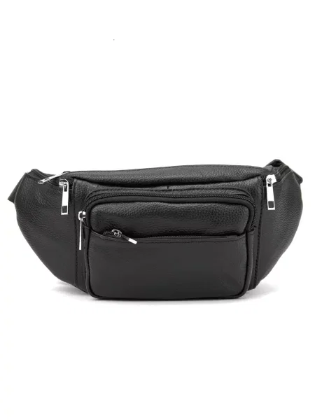 Кожаная поясная сумка Royalbag черная