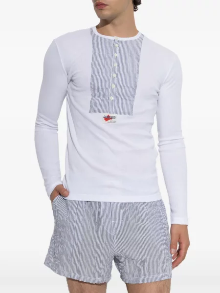 Tricou Dsquared2 cu decolteu în V cu autograf alb