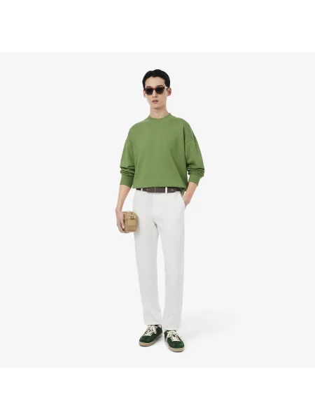 Lacoste Bluza Z Okrągłym Dekoltem Loose Fit zielona